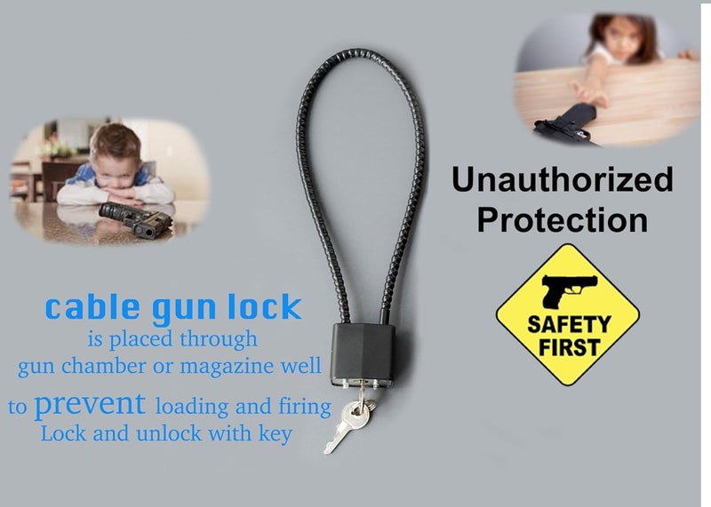 lockforall Cable Gun Locks with Keys - Keyed Different 15" Cable Gun Safe Lock for Pistols, Rifles, and Shotguns, Home and Storage Firearm Locking and Safety (RED) - Image 3